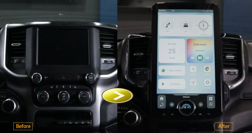 15.6" Android Tesla Screen Radio Installation Tutorial for 19-up Dodge Ram