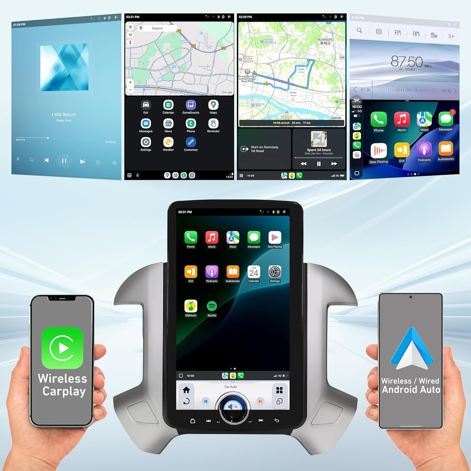 2014-2019 GM Trucks XL “T”-Style Car Radio Replacement with 15.6" Screen Android 11 Carplay FM/AM Bluetooth Support Rear Camera