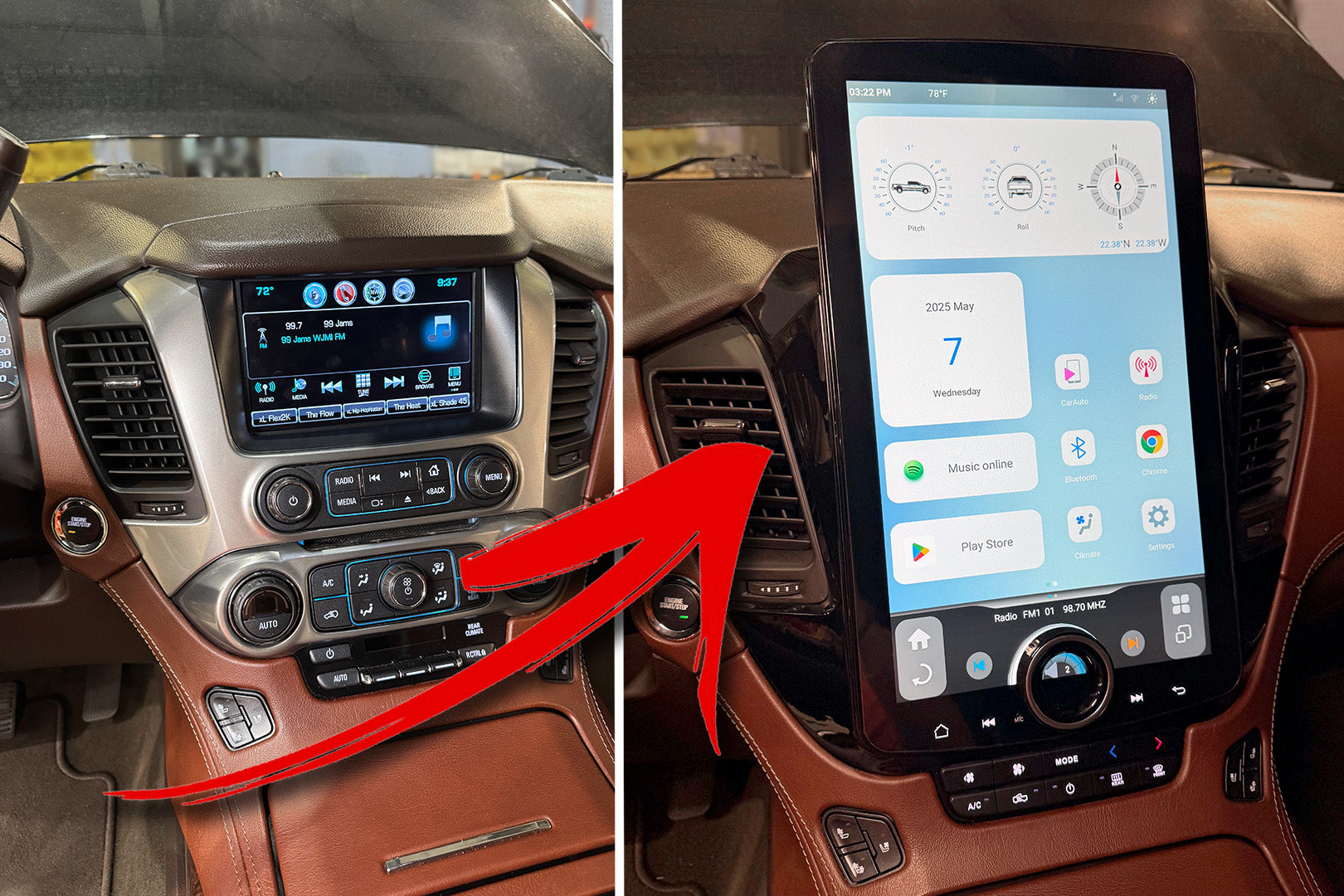 LINKSWELL 15.6" XL T-Style Car Radio Stereo for Chevrolet Tahoe Suburban / GMC Yukon Denali 2015-2020 Android 11 Fast Boot, 8GB+128GB, Wireless CarPlay & Android Auto, Functional “X” Knob Control