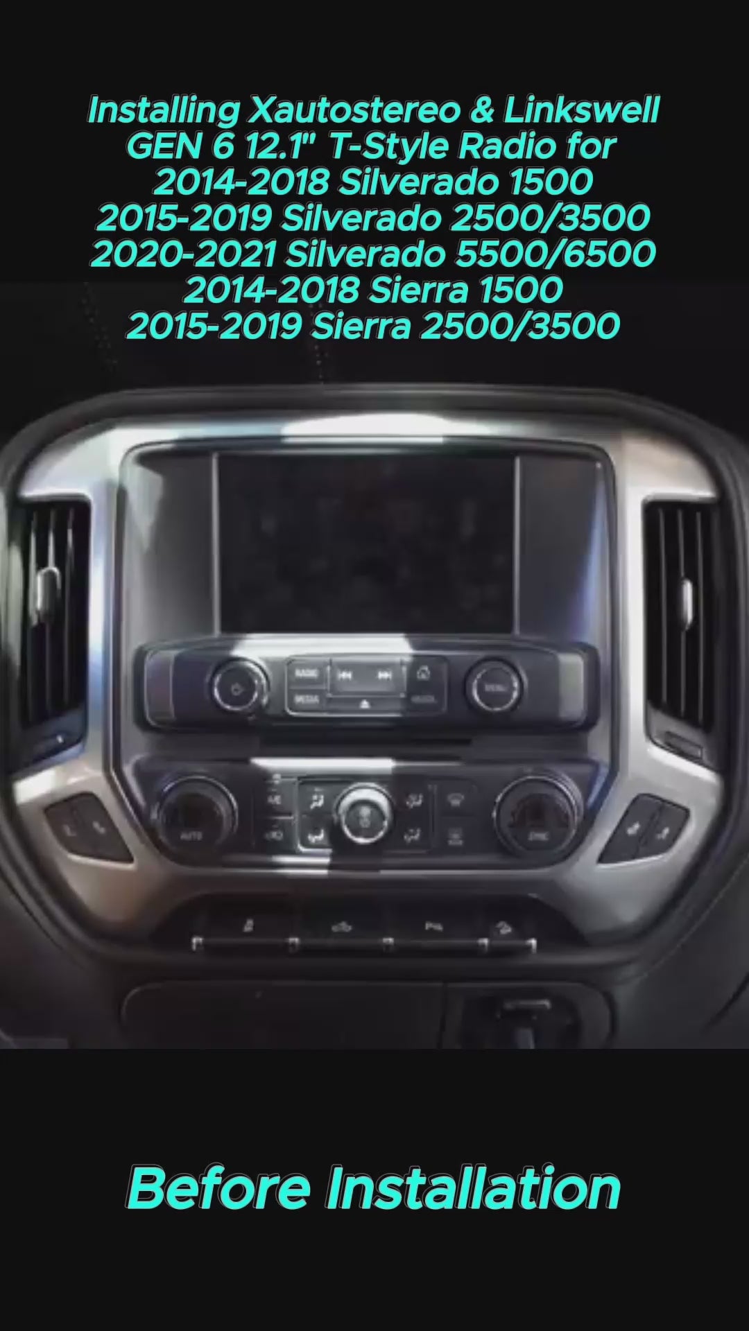 2014-2019 GM Trucks T-Style GEN 6 Radio with 12.1" Tesla Screen Wireless Carplay Support Nav Bluetooth Call Music Rear Camera