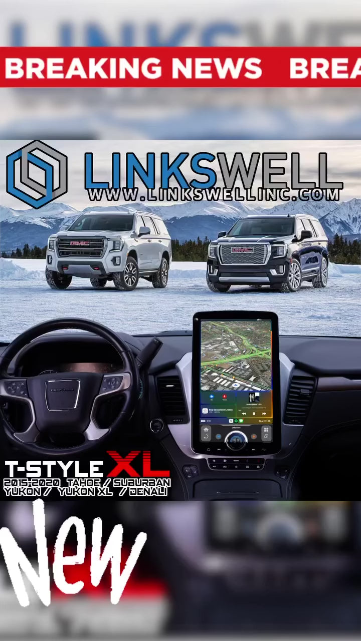 LINKSWELL 15.6" XL T-Style Car Radio Stereo for Chevrolet Tahoe Suburban / GMC Yukon Denali 2015-2020 Android 11 Fast Boot, 8GB+128GB, Wireless CarPlay & Android Auto, Functional “X” Knob Control